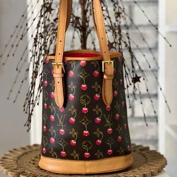 Cherry Fashion Patterned Brown Bucket Bag - Picture 5 of 6